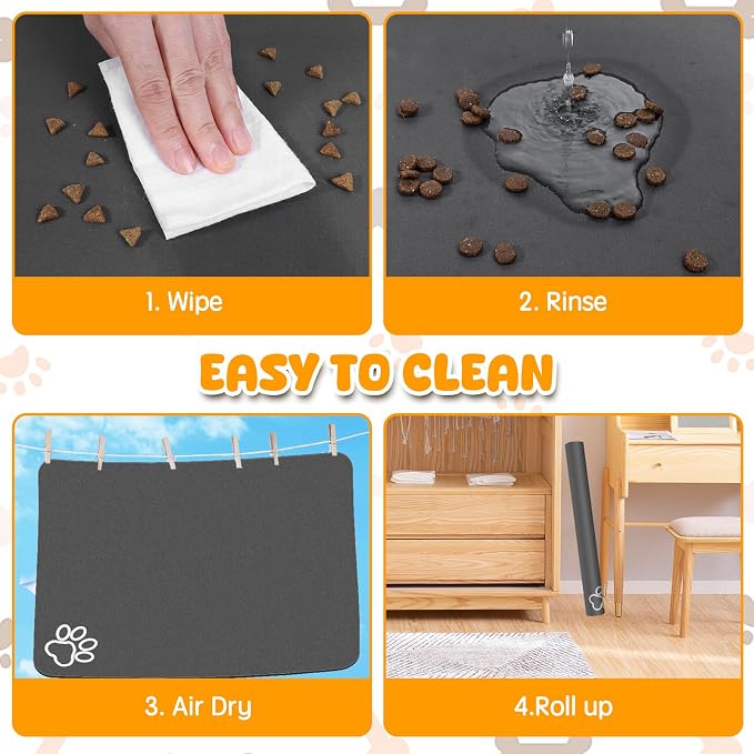 Dog Food Mat, Non Skid Cat Bowl Mat, No Stains Quick Dry - Image 6