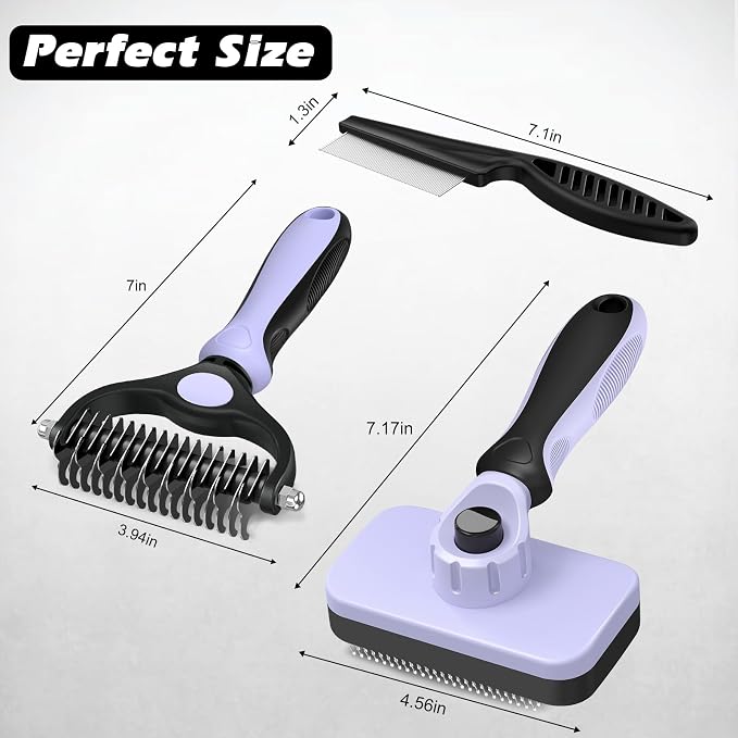3PCS Self Cleaning Slicker Brush & Pet Grooming Rake & Flea Comb - Image 7
