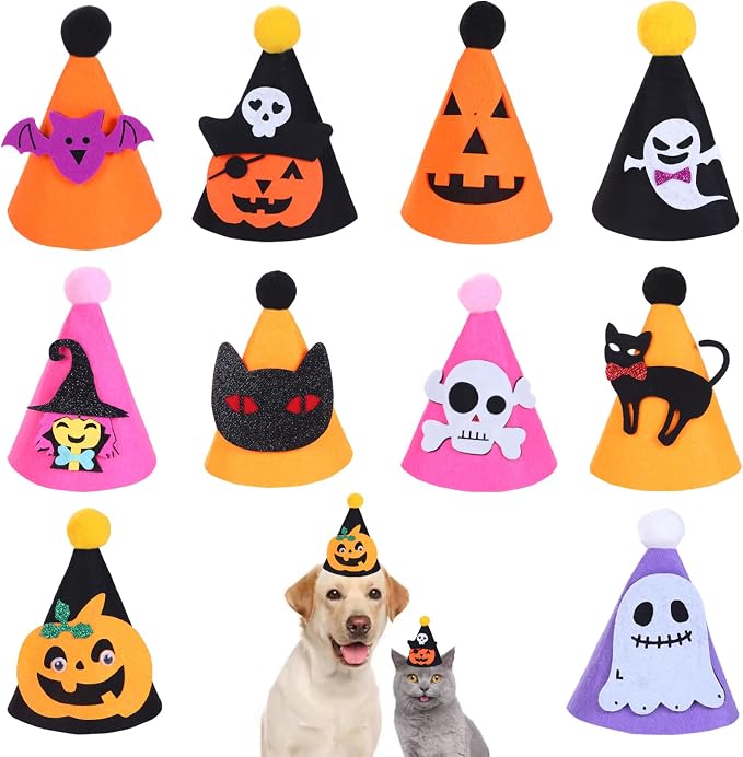 10 Pcs Halloween Dogs Hats Cute Ghost Halloween Cats Party Pet Pumpkin Set by Cellcacn