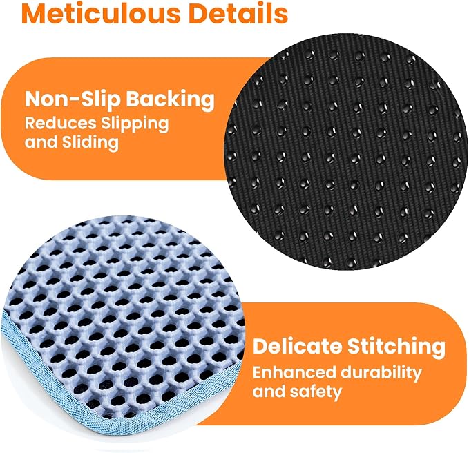 Cat Litter Mat, 24x18 Inches Large Double Layer Honeycomb Cat Litter Trapping - Image 8