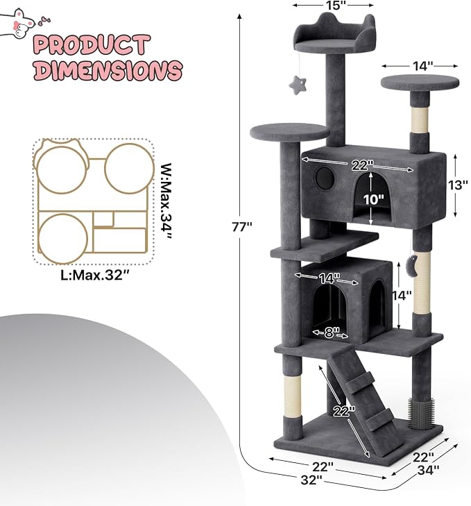 MoNiBloom 77 Inch Cat Tree Tower - Image 2
