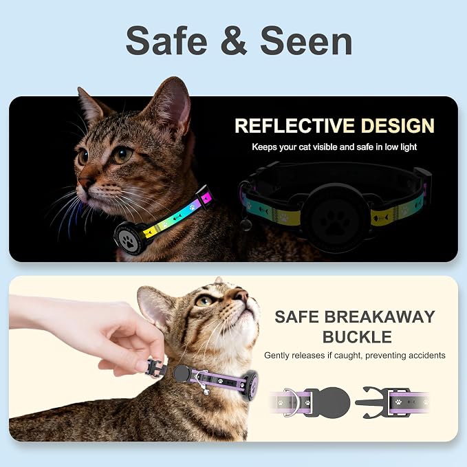 Airtag Cat Collar Breakaway, Reflective Cat Collar - Image 4