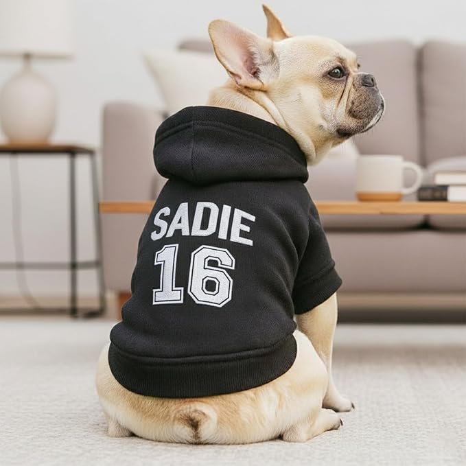 Personalized Dog Hoodie with Name/Text, Custom Embroidered or Printed Dog - Image 3