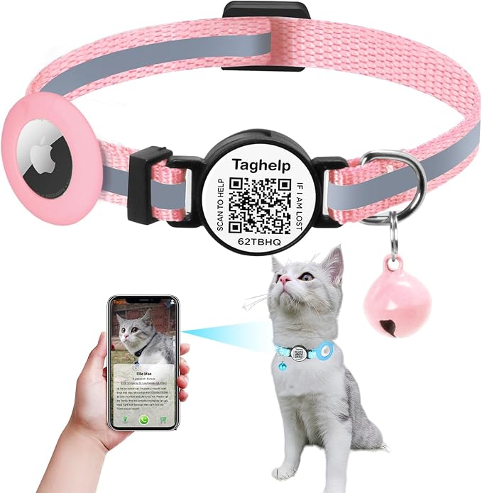 Reflective AirTag Cat Collar, TAGHELP Integrated Air Tag Cat Collar by Taghelp