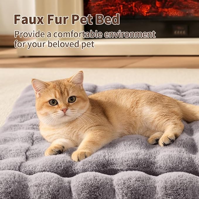 Self-Warming Cat Bed, Plush Faux Fur Pet Bed Mat - Image 4