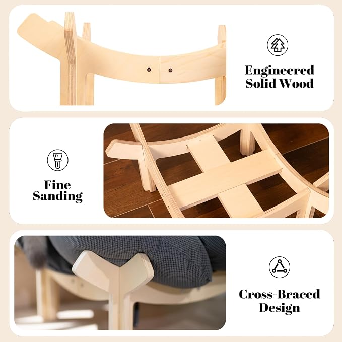 CHEERHOME PETS Elevated Cat Bed Wooden - Image 6