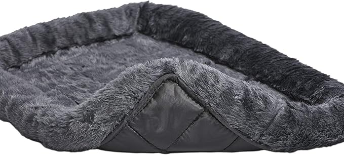 MidWest Homes for Pets QuietTime Dog Bed – Gray Faux Fur Bolster, Ultra-Soft - Image 4