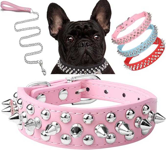 Spiked Dog Collar Soft Pu Leather Mushrooms Rivet Spike Studded Puppy by Unknown