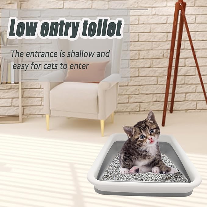 2 Pack Collapsible Small Cat Litter Box, Open Kitten Litter Potty Pan Low Entry - Image 5