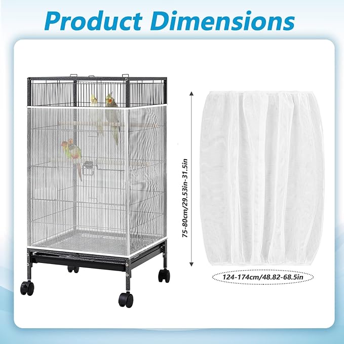 Large Bird Cage Net, Universal Adjustable Bird Cage Covers Mesh Polyester Birds - Image 2
