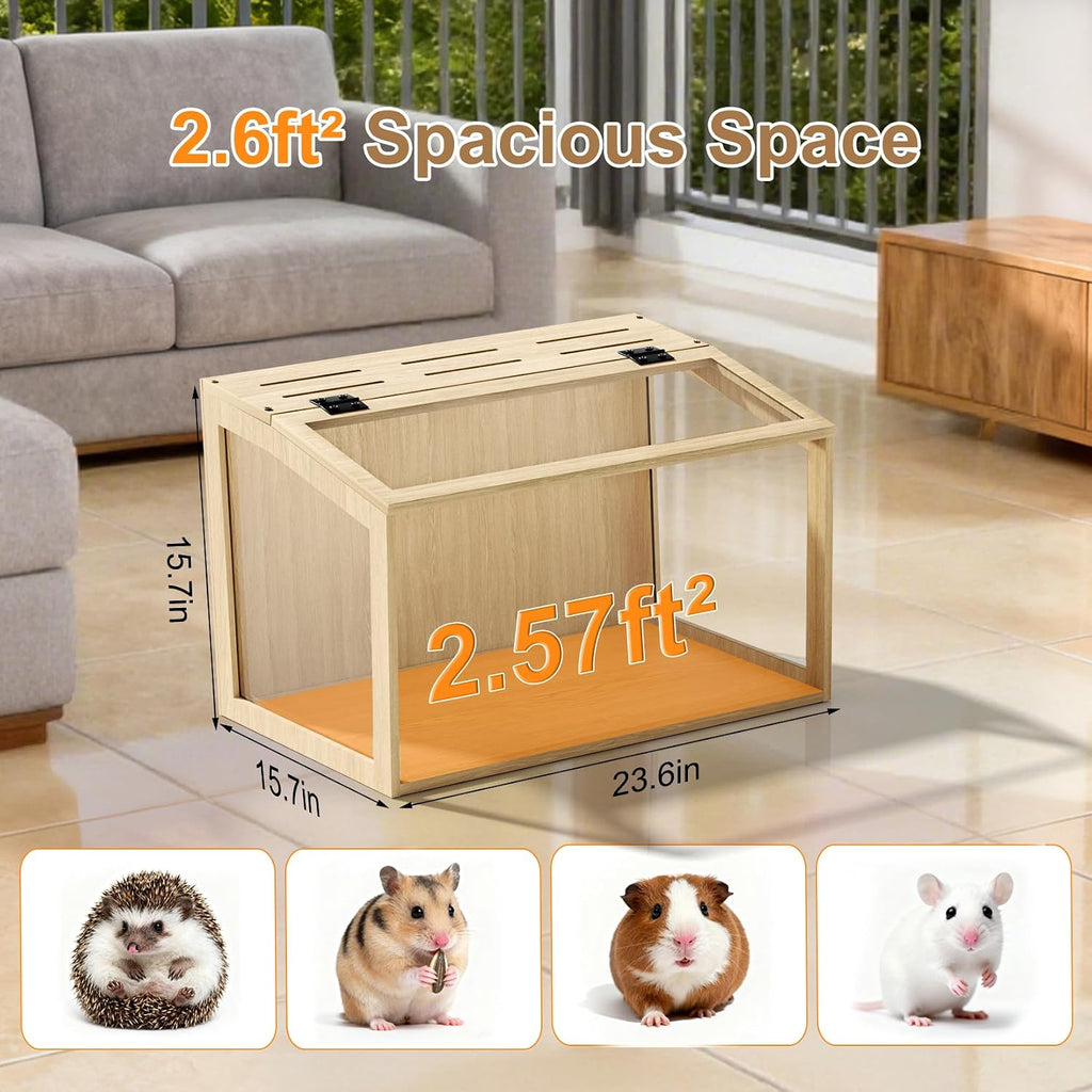 24 Inch Wooden Hamster Cage with Warm Light - GlobalHabitat Supply