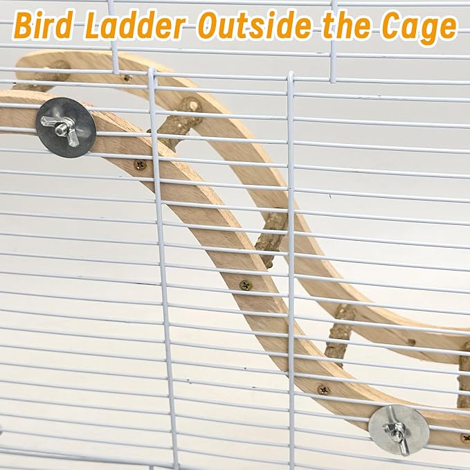 Hamiledyi Nature Wooden Bird Ladder Pet Parrots Climb Bridge Exercise Stands - Image 4