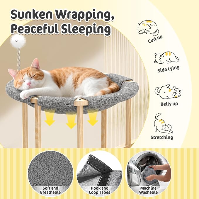 Pawaboo Elevated Cat Hammock Bed, 2-Tier Cats Bed - Image 4