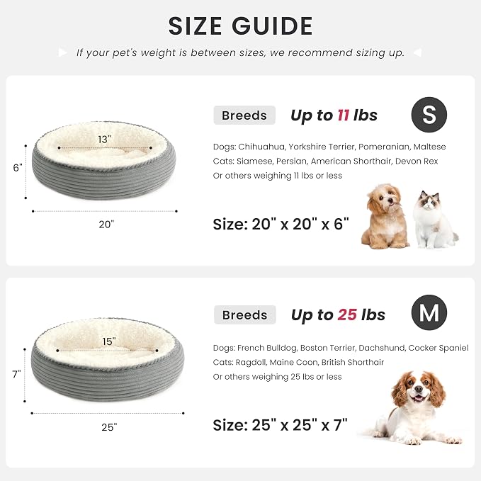 Love's cabin Round Donut Cat and Dog Cushion Bed, 25in Pet Bed - Image 4