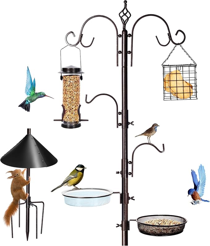 Bird Feeding Station Kit, 87 Inches Bird Feeder Pole, Premium Feeder Hanging Kit by YINGYM