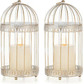 NUPTIO Decorative Bird Cage Lantern: 2 Set of 10 inch Tall Rustic White by Nuptio