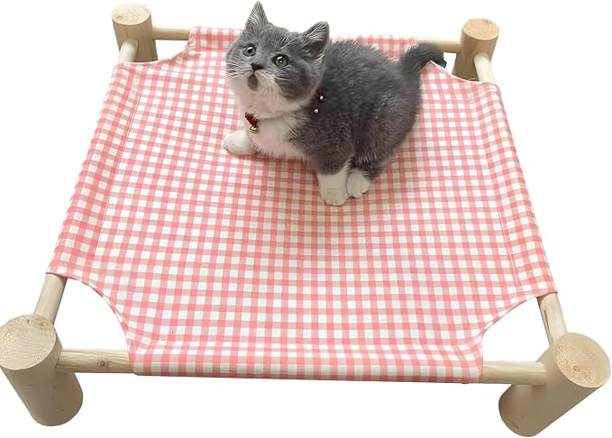 Pozico Elevated Cat & Dog Bed – Wooden Frame Pet Hammock by Pozico