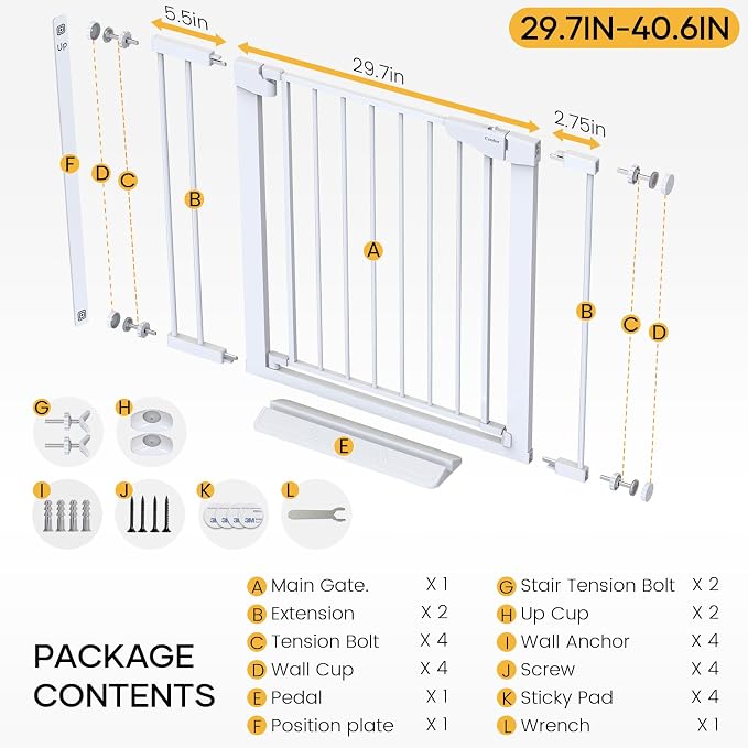 Cumbor 2 Pack 29.7-40.6" Baby Gate - Image 9