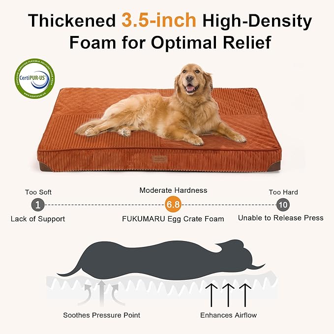FUKUMARU Dog Bed, Thickened Corduroy Orthopedic Dog Beds - Image 3