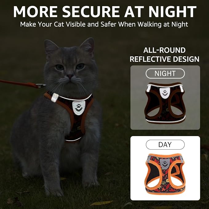 SCENEREAL Fall Thanksgiving Cat Harness and Leash Set Escape Proof, Soft Mesh - Image 4