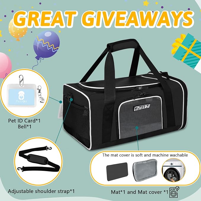 Petskd Pet Carrier 17x12x8.5 JetBlue Allegiant Airline Approved, Pet Travel - Image 7