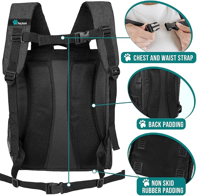 PetAmi Dog Backpack Carrier for Small Large Cat, Ventilated Pet Hiking Backpack - Image 5