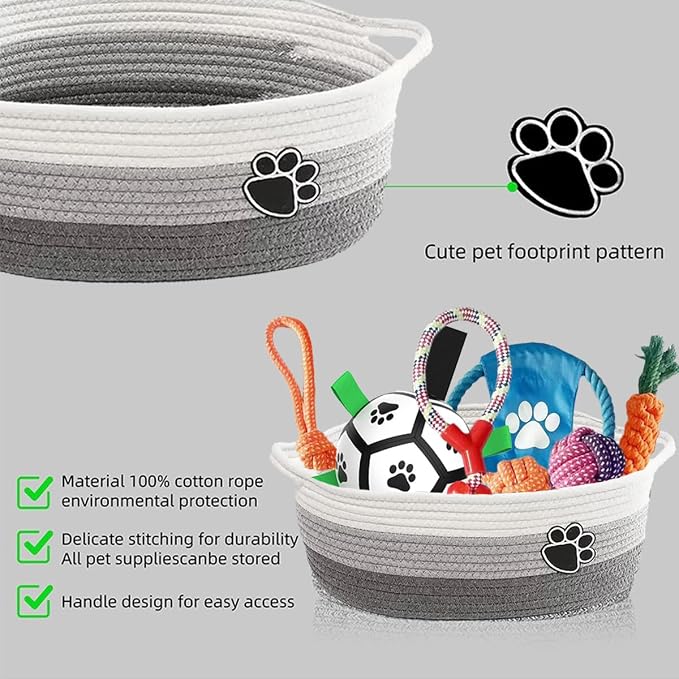 7 Pcs Puppy Dog Toys Storage Basket Set Dog Gift Chew Toys - Image 3