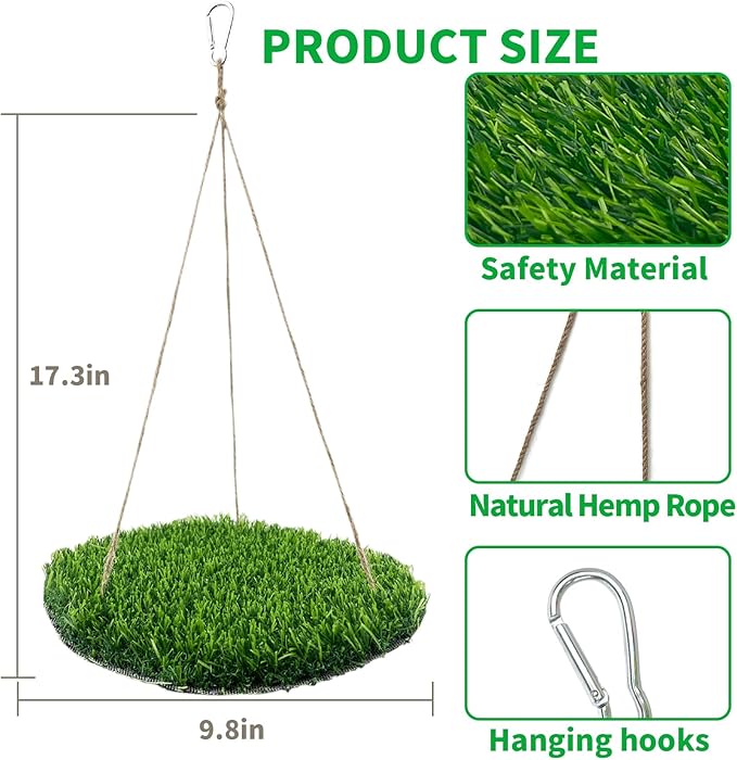 FlidRunest Large Bird Foraging Mat Toys, Natural Bird Grass Hammock Swing Toy - Image 4