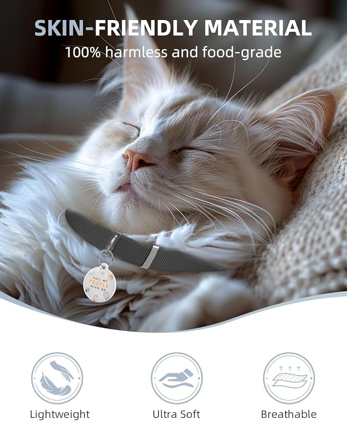 Cat Collar with Bell, Stretch Elastic Quick Release, Non Breakaway Lightweight - Image 6