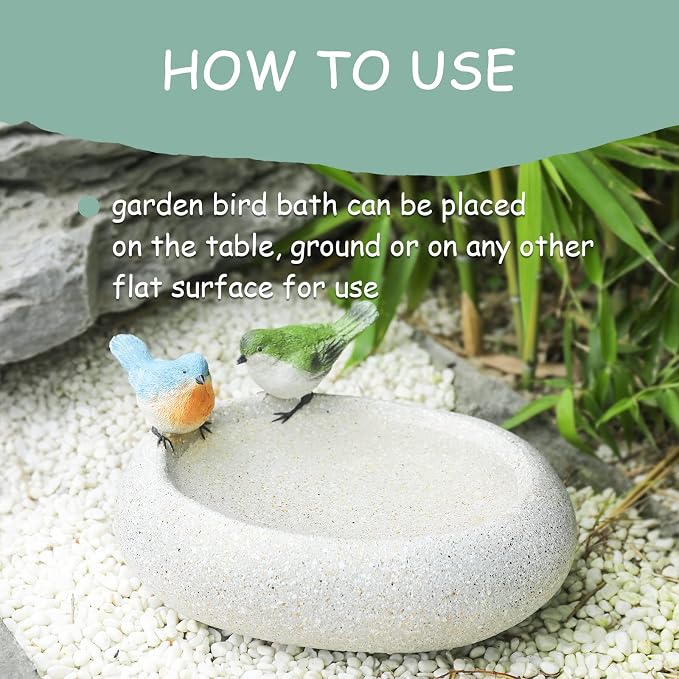 MUMTOP Bird Baths for Outdoors, Antique Outdoor Garden Bird Bath Resin Birdbath - Image 6