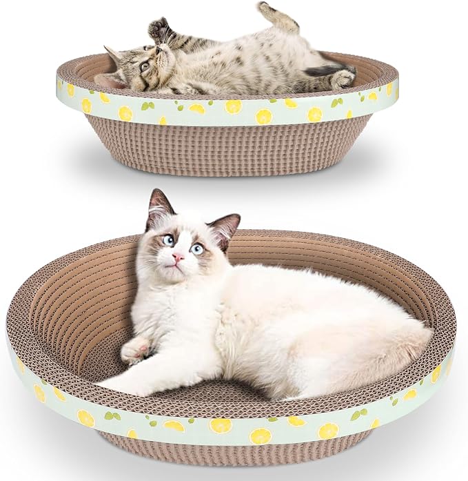 2pc Set Includes 1 X 19.5 Large + 1 X 14.96 Cute Cat Scratcher Cardboard Bed by ROMOHOM