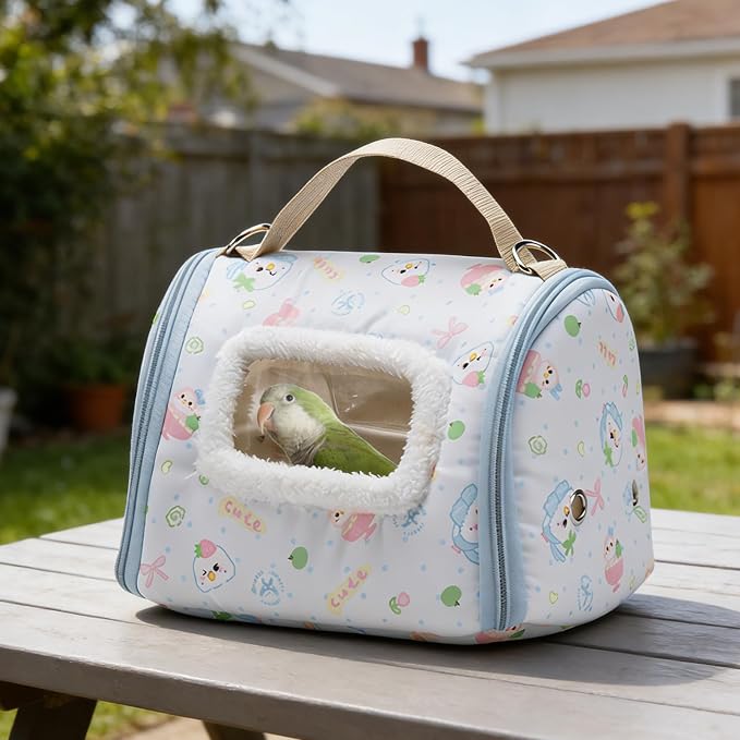 Portable Bird Travel Carrier, 23.5x18x16cm, Warm Parrot Transport Bag - Image 3