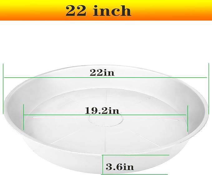 3 Pack of 22 inch Plant Saucer, 3.6" Depth Tray, Large Deep Garden Plastic - Image 2
