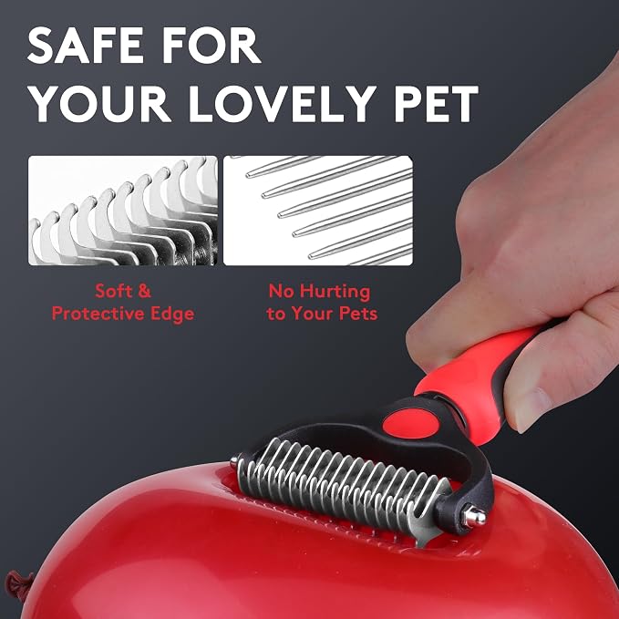 Tpotato Deshedding Dog Brush for Long Haired Dogs Cats, Undercoat Shedding Rake - Image 4