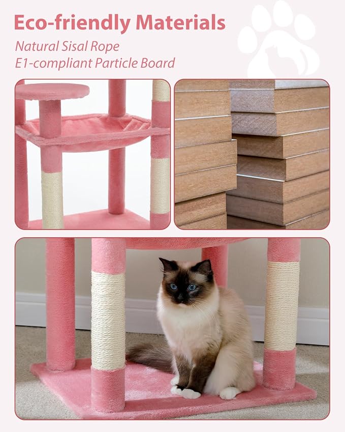 Cat Tree for Large Cats with Metal Plush Big Hammock, 56.3" Cat Tower for - Image 6