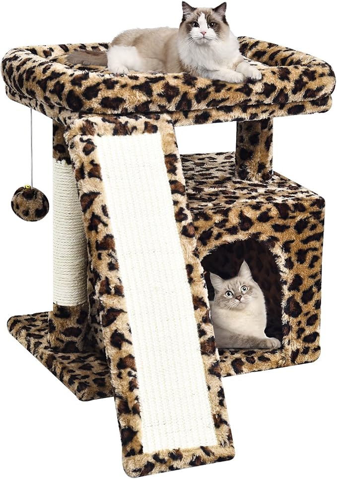 Small Leopard Print Cat Tree for Indoor Cats | Short Tower by SIYIPURR
