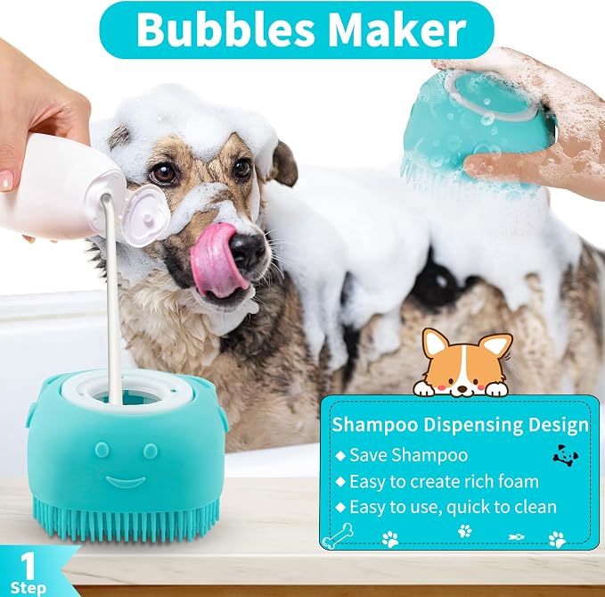 Comotech 6PCS Dog Bath Brush & Dog Toothbrush | Adjustable Handle Shampoo Brush - Image 2