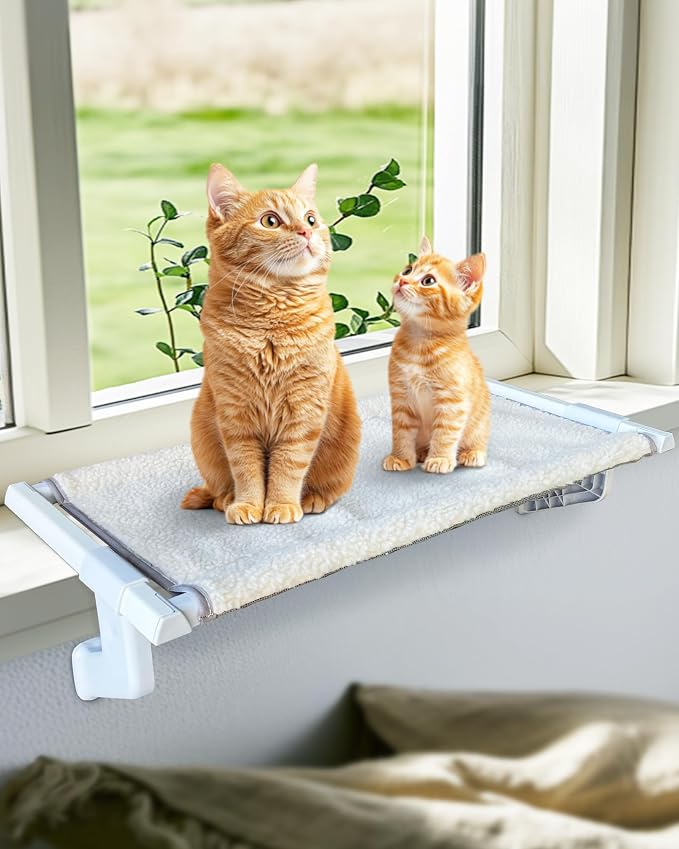 Heavy-Duty Cat Window Sill Perch All-Metal Frame Supports up to 120 lbs – by NRYDEPET