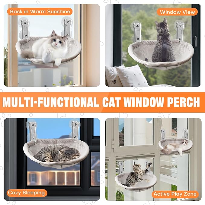 Homegroove Cat Window Perch, 18 x 12 Inch Foldable Cat Hammock - Image 8