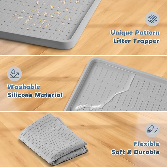47" x 35" Silicone Cat Food Mat, Waterproof Pet Feeding Mat - Image 3