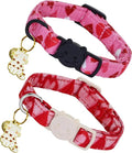 Valentine Cat Collar-2 Pack Collars Red and Pink Love-Heart Print Breakaway by BoboRainbow