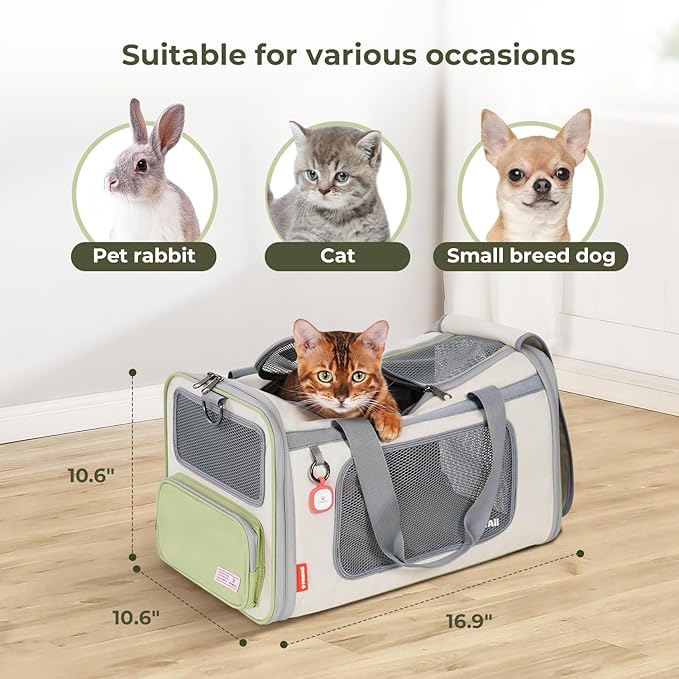 Pawaii Cat Carrier with ID Tag, TSA Airline Approved Soft Sided Collapsible Pet - Image 4