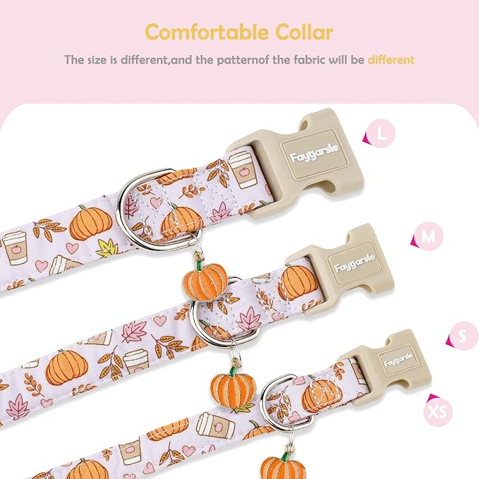 Faygarsle Fall Pumpkin and Leaves Pattern Dog Collar - Image 5