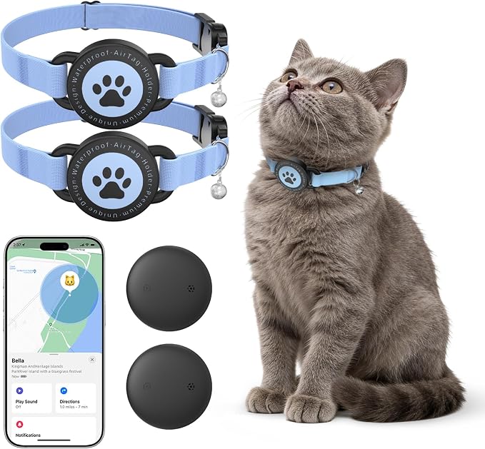 GPS Cat Tracker Collar, Smart Pet Activity Tracker, No Monthly Fee, Work by Vebiso