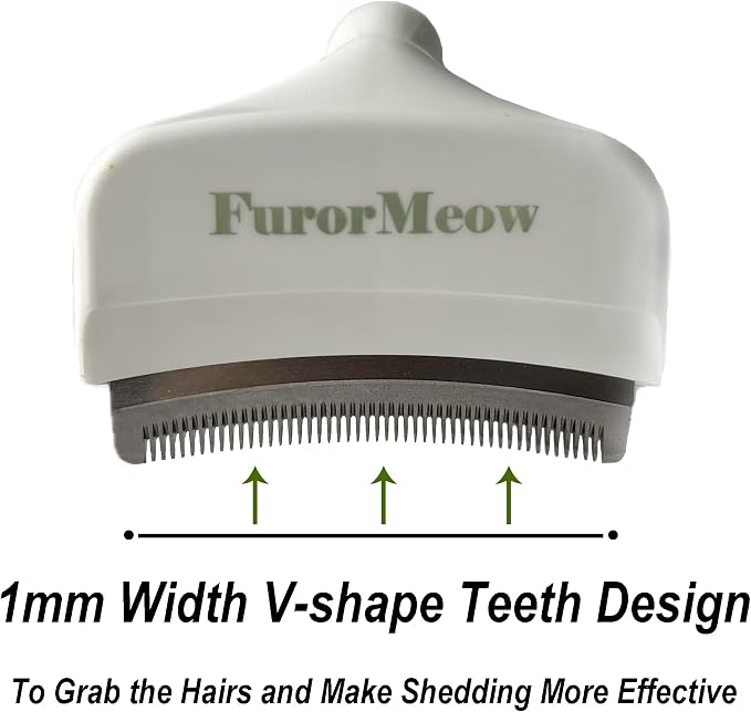 Pet Deshedding Tool with Curve Blade, Cat Grooming Brush, Tight V-shaped Teeth - Image 3