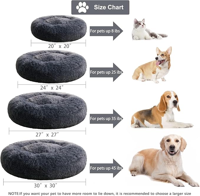 WNPETHOME Calming Dog Beds for Large Dogs, Anti-Anxiety Donut Pet Bed, Fluffy - Image 6