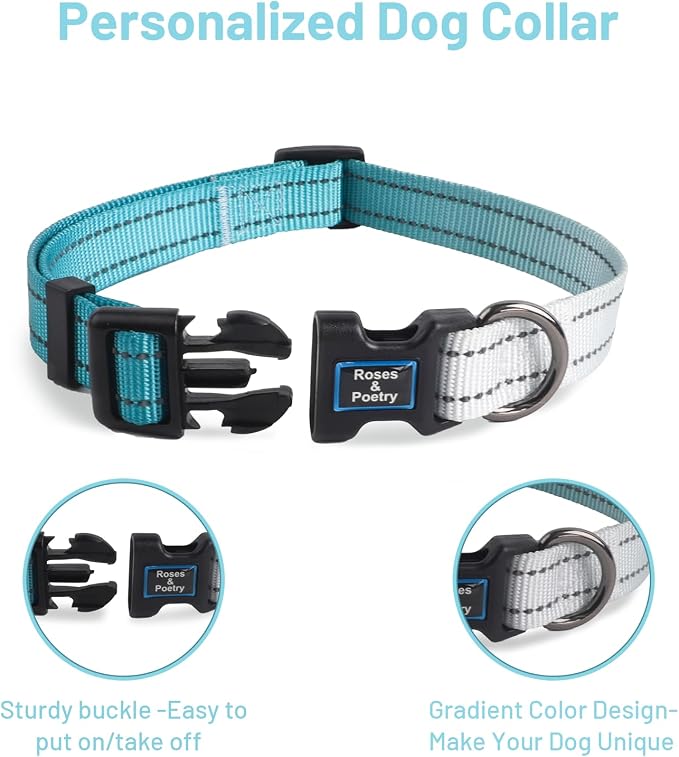 Roses&Poetry Small Dog Collar, Adjustable Personalized Durable Pet Collars - Image 3