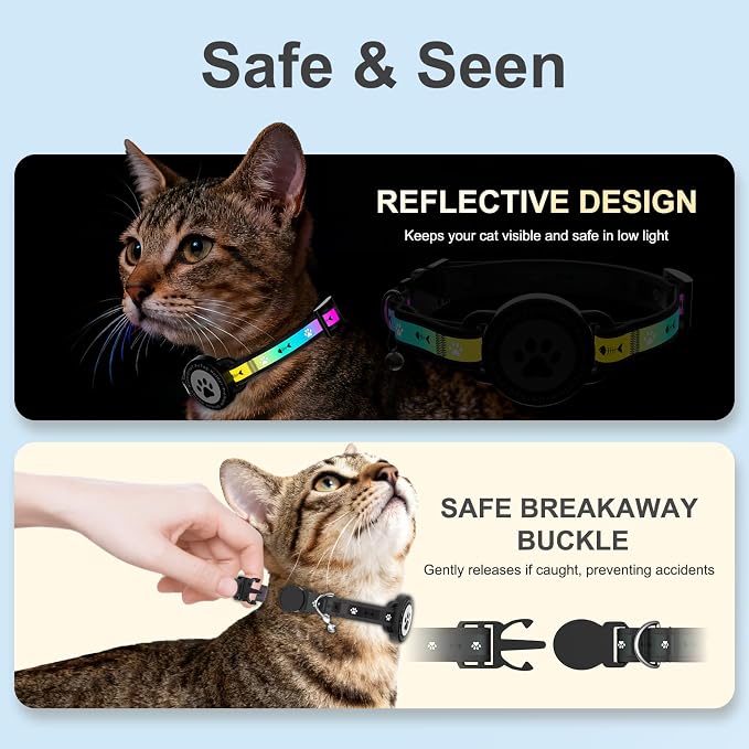 Airtag Cat Collar Breakaway, Reflective Cat Collar - Image 3