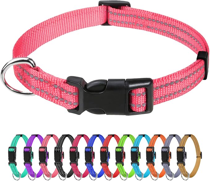 TagME Reflective Nylon Dog Collars, Adjustable Classic Pet Collar by TagME
