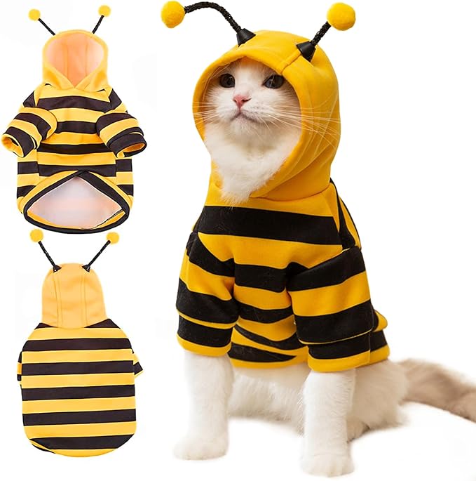DENTRUN Sphynx Hairless Cats Costume Funny Bee Warm Winter Sweater Cute by DENTRUN